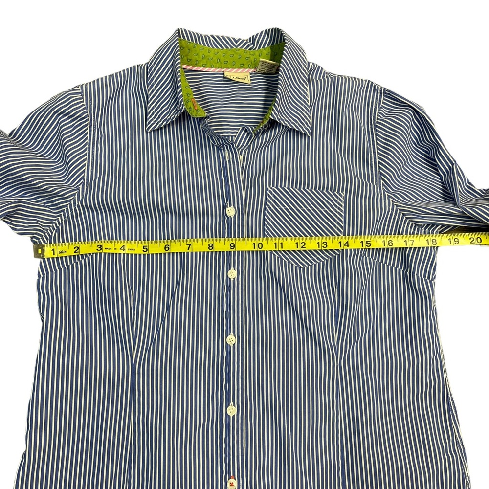 LL Bean Cotton Striped Button Down Shirt Medium - Picture 5 of 6